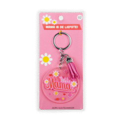 acryl sleutelhanger mama verpakking
