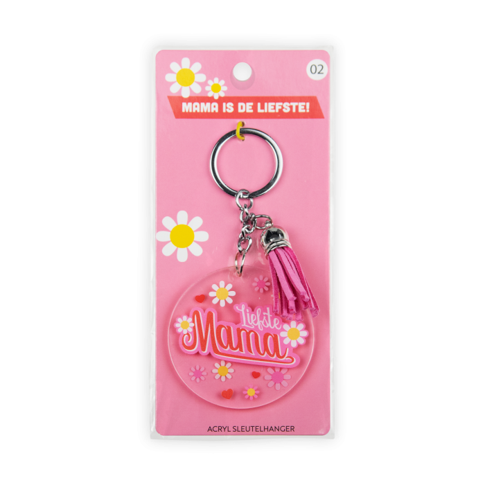 acryl sleutelhanger mama verpakking