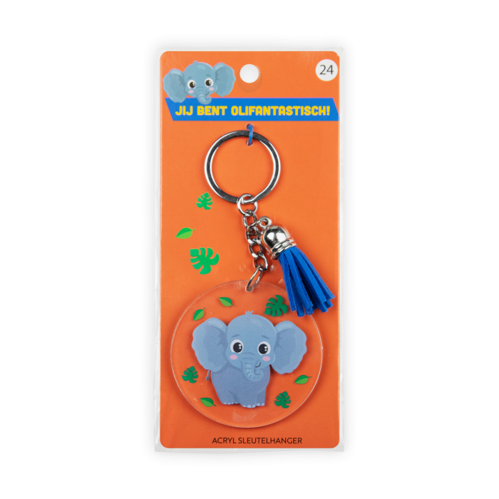 acryl sleutelhanger olifant verpakking