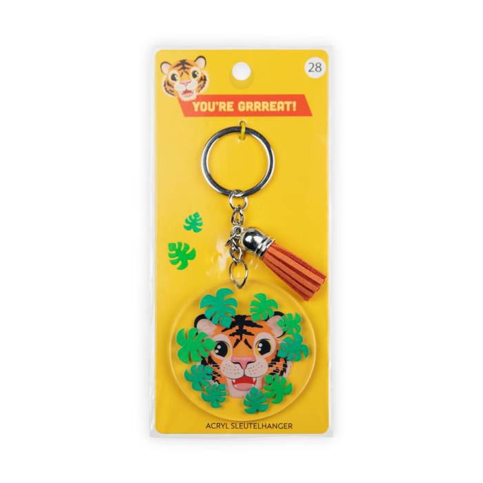 acryl sleutelhanger tijger verpakking