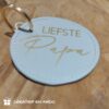 luxe sleutelhanger lederlook, lederlook sleutelhanger grijs, sleutelhanger liefste papa