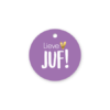 rond kadolabel lieve juf + hartje