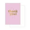 roze mini kaartje Thank you! in goud