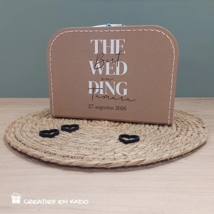 Kraft kado koffertje huwelijk, trouwkaart the wedding Bert en Tamara