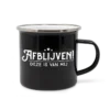 Emaille mok afblijven! lekker stoer, een leuk cadeau