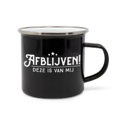 emaille mok afblijven! deze is van mij, lekker stoer
