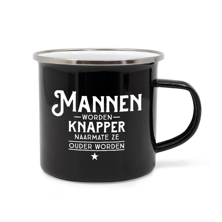 emaille mok mannen worden knapper naarmate ze ouder worden, lekker stoer