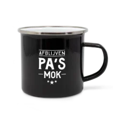 emaille mok pa's mok, afblijven pa's mok, lekker stoer