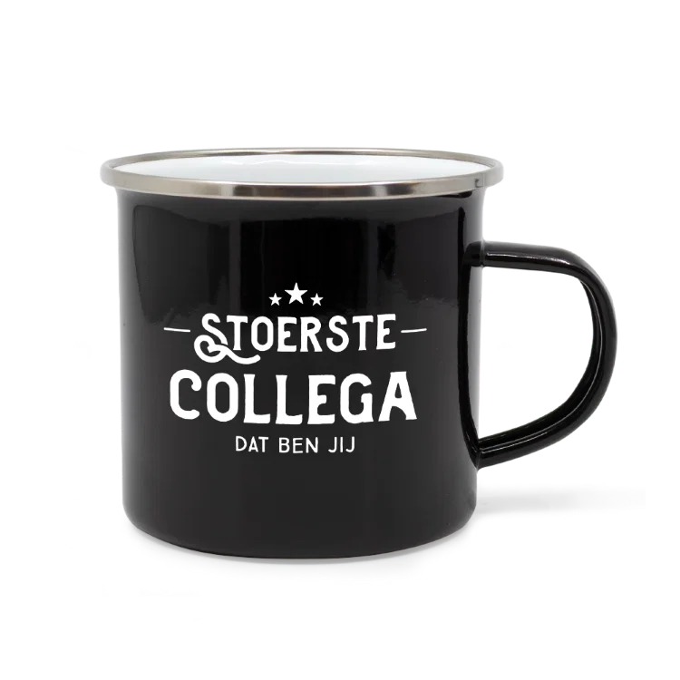 emaille mok collega, stoerste collega dat ben jij, lekker stoer