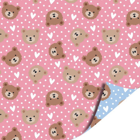 inpakpapier little bear blauw / roze