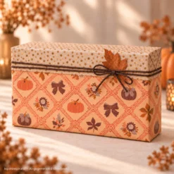 inpakpapier luxury pumpkins dubbelzijdig, inpakken halloween, inpakken herfst, inpakinspiratie, sfeerbeeld