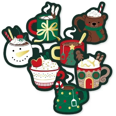 Kadostickers christmas mugs, set van 7 kerstmokstickers
