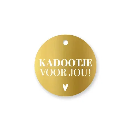 Rond kadolabel kadootje voor jou in goud, 60 mm