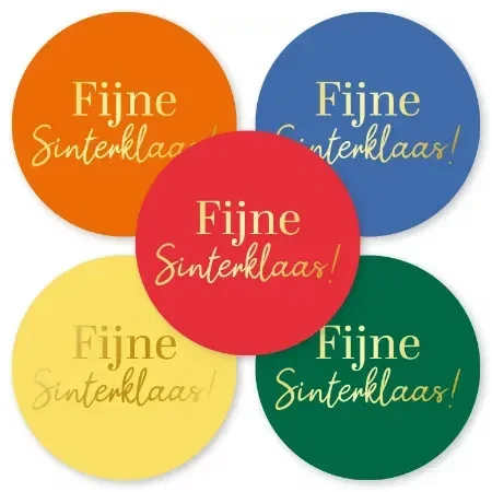kadostickers fijne sinterklaas, inpakken sinterklaas, gekleurd 5 stuks