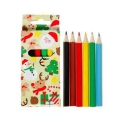 kerstmis kleurpotloodjes in doosje, 6 potloodjes, kerst traktatie