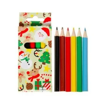 kerstmis kleurpotloodjes in doosje, 6 potloodjes, kerst traktatie